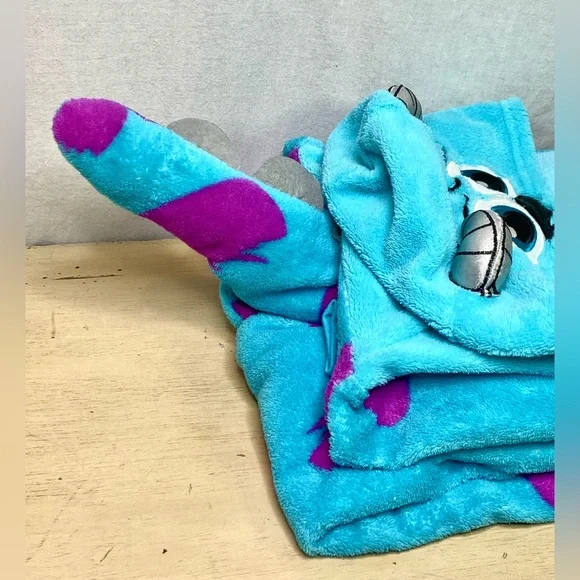 Disney Blue and Purple Sulley Plush Hooded Onesie Pajamas - Picture 10 of 13